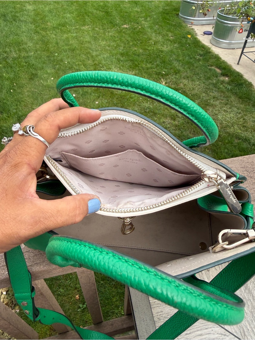 GUC Kate Spade New York Knott Satchel Bright Green Pebbled Leather Crossbody Bag - Picture 12 of 12